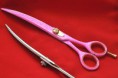 Zahnuté nůžky 19cm, růžové pískování